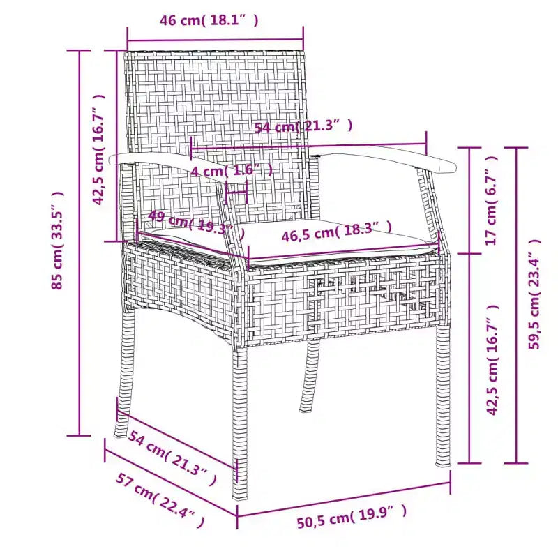 vidaXL Ensemble repas d'extérieur avec coussins - Résine tressée et bois d'acacia
