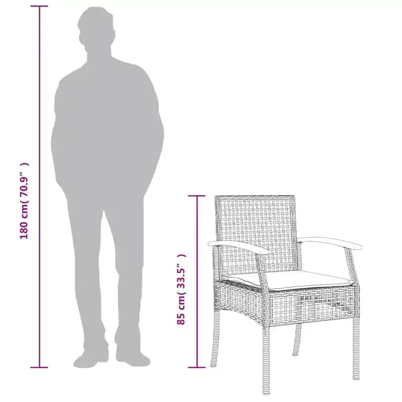 vidaXL Ensemble repas d'extérieur avec coussins - Résine tressée et bois d'acacia