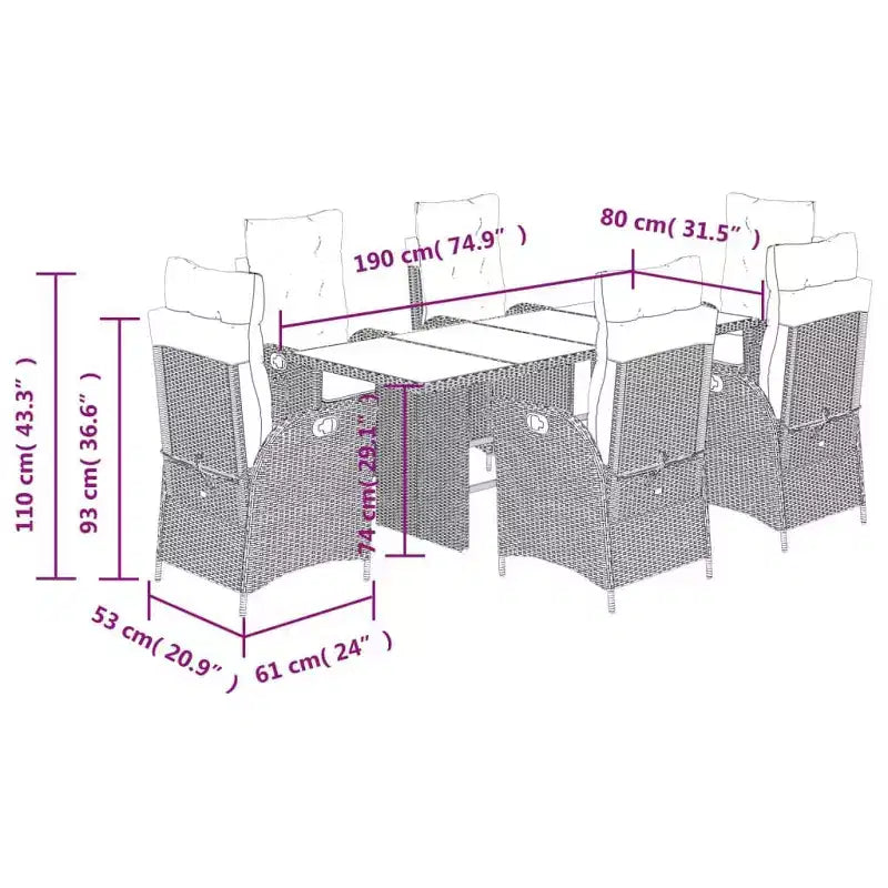 vidaXL Garden Dining Set with Cushions in Multiple Colors