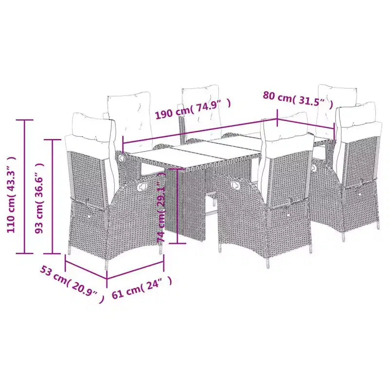 vidaXL Garden Dining Set with Cushions in Multiple Colors