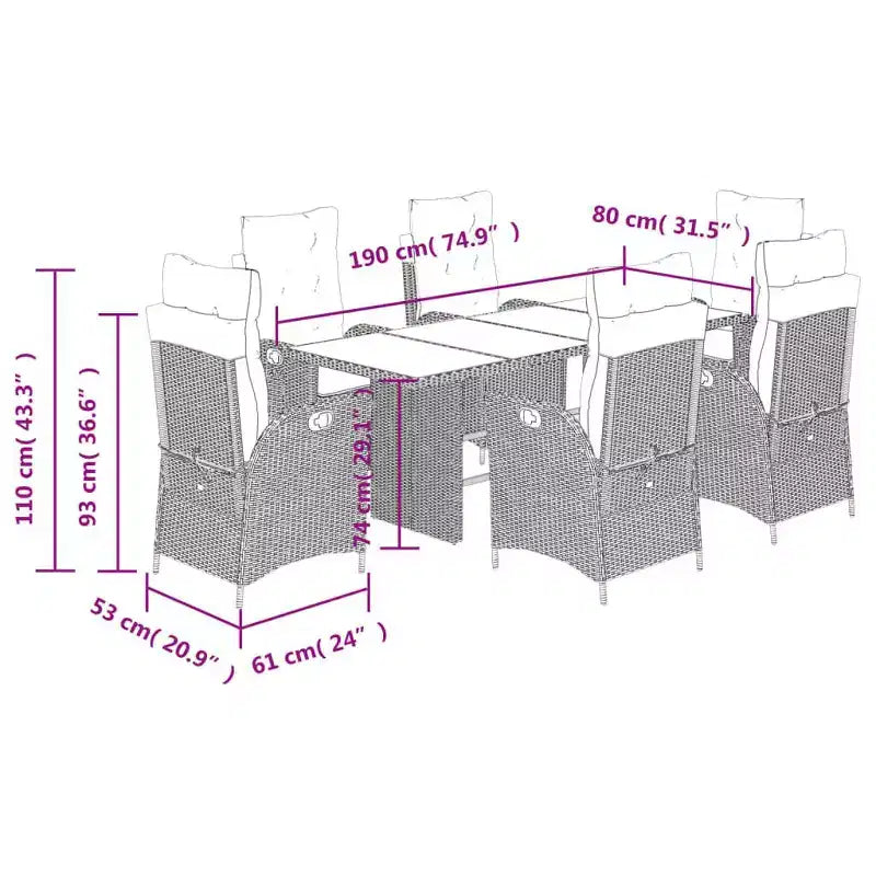 vidaXL Garden Dining Set with Cushions in Multiple Colors