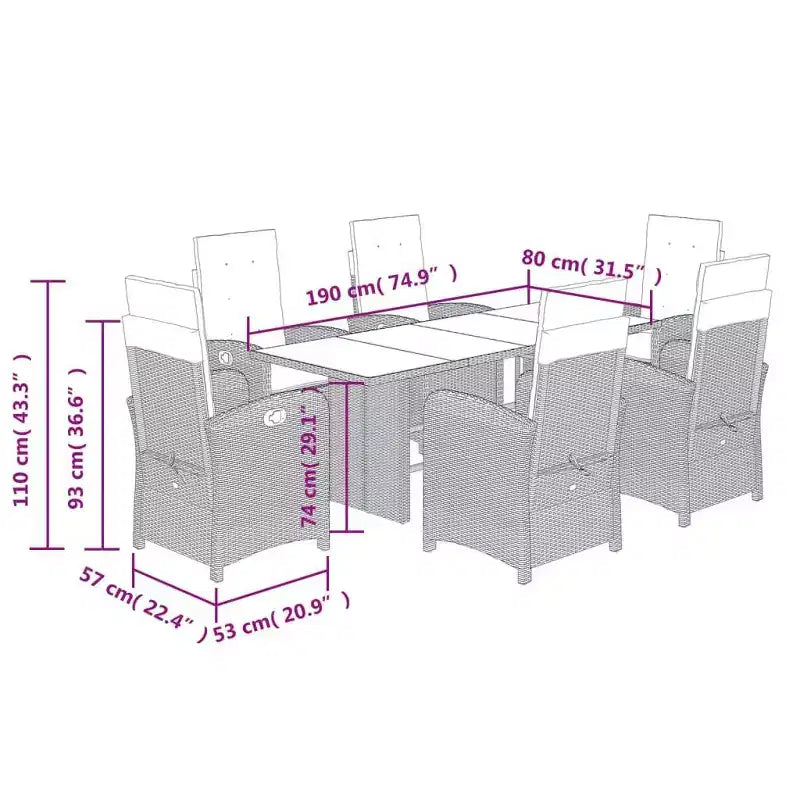 vidaXL Outdoor Dining Set with Cushions in Multiple Colors
