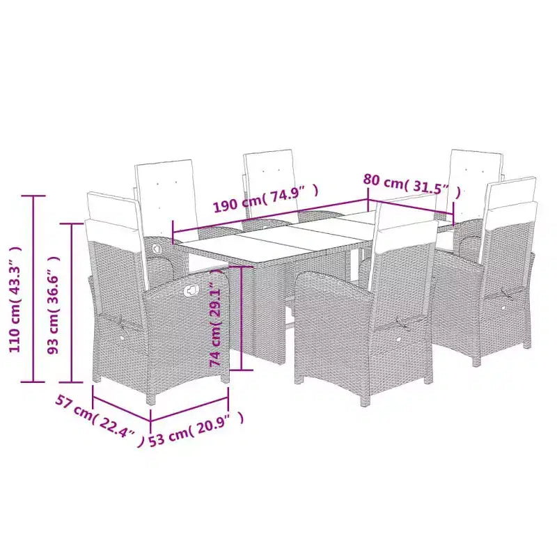 vidaXL Outdoor Dining Set with Cushions in Multiple Colors