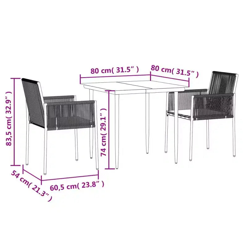 vidaXL Poly Rattan Garden Dining Set with Cushions - Modern and