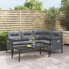 vidaXL Patio Furniture Outdoor Sectional Sofa Anthracite Steel and Textilene