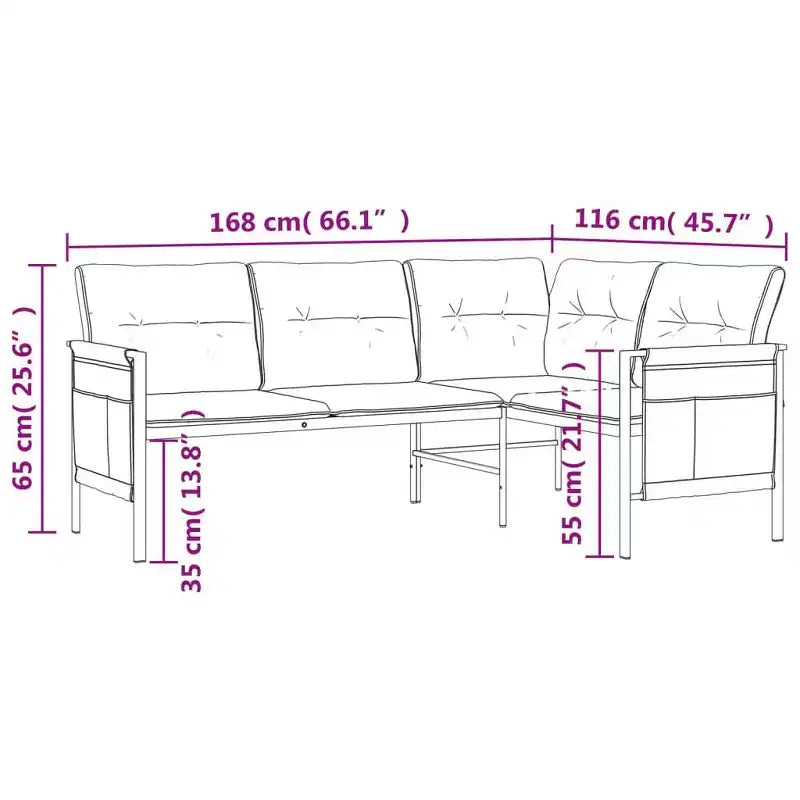 vidaXL Patio Furniture Outdoor Sectional Sofa Anthracite Steel and Textilene