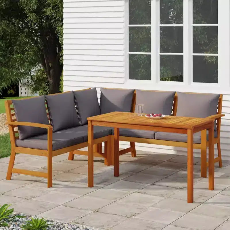 vidaXL Ensemble de salle à manger d'extérieur en bois d'acacia avec coussins
