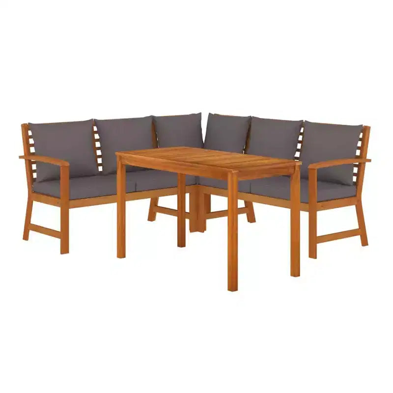 vidaXL Ensemble de salle à manger d'extérieur en bois d'acacia avec coussins