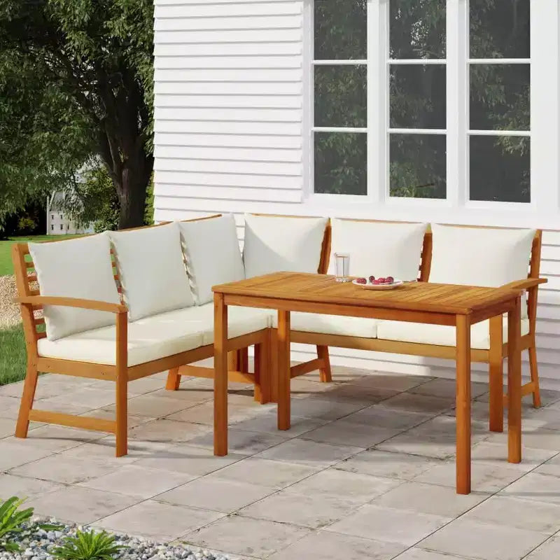 vidaXL Ensemble de salle à manger d'extérieur en bois d'acacia avec coussins