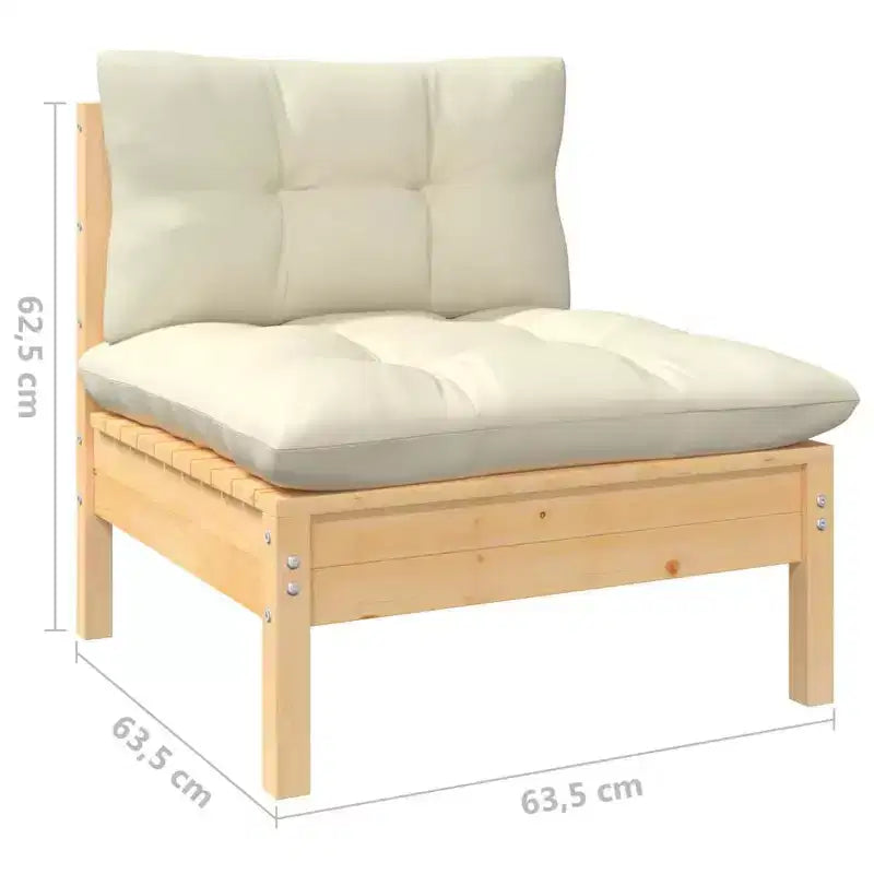 vidaXL Outdoor Lounge Set with Cushions - Solid Pinewood Design
