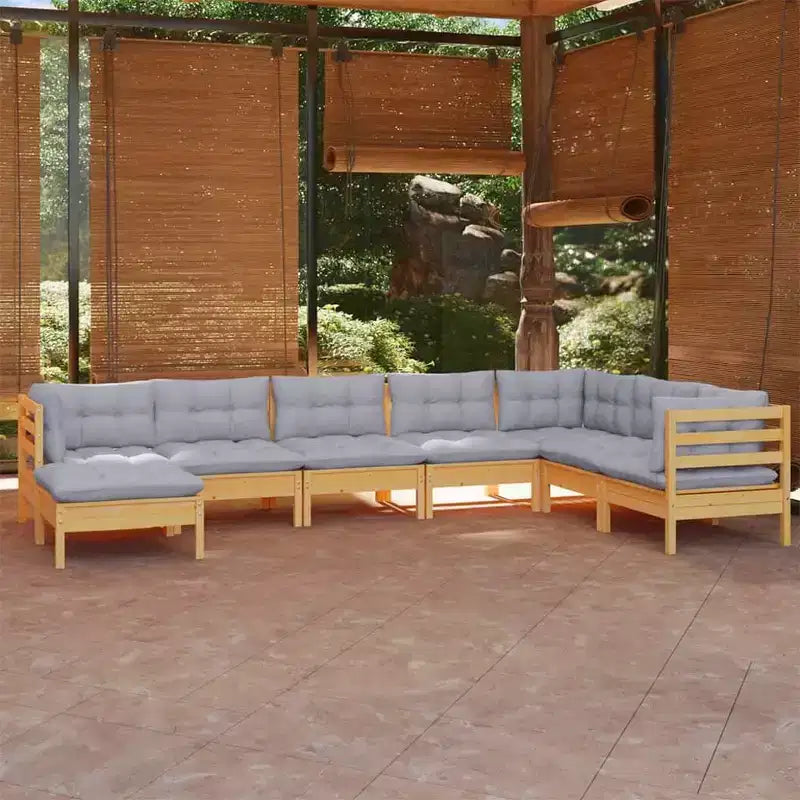 vidaXL Modular Garden Lounge Set - Solid Pinewood, Cushions