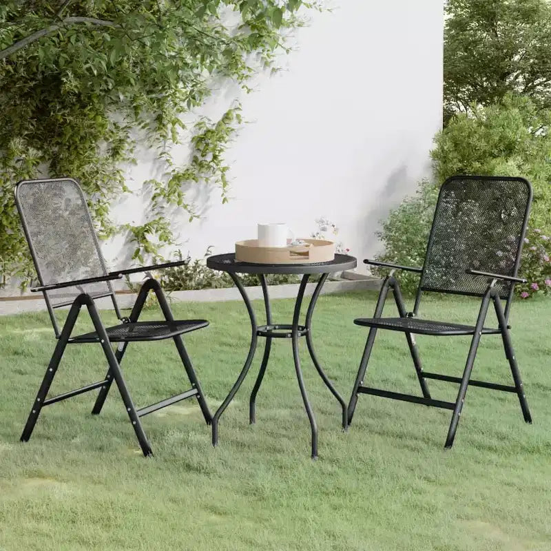 vidaXL Garden Dining Set with Expanded Metal Mesh in Charcoal
