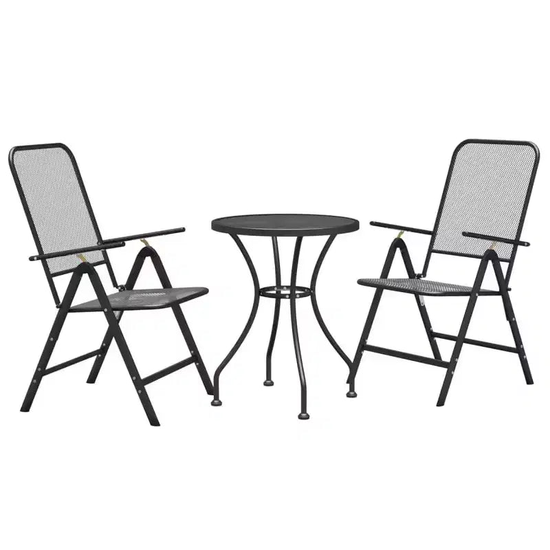 vidaXL Garden Dining Set with Expanded Metal Mesh in Charcoal