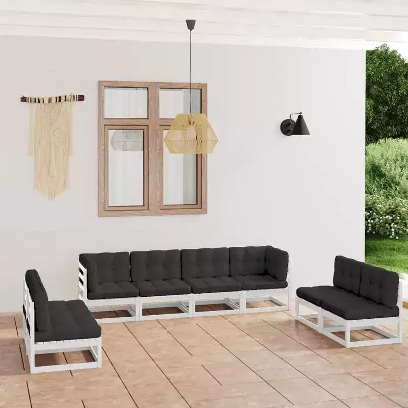 vidaXL Modular Garden Lounge Set with Cushions - Solid Pine and Weather-Resistant Fabric