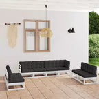 vidaXL Modular Garden Lounge Set with Cushions - Solid Pine and Weather-Resistant Fabric