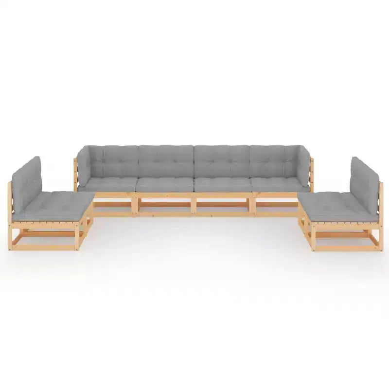vidaXL Modular Garden Lounge Set with Cushions - Solid Pine and Weather-Resistant Fabric