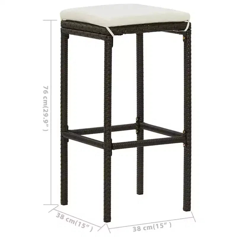 vidaXL Patio Bar Set Bar Table and Stools Patio Furniture Set with Cushions