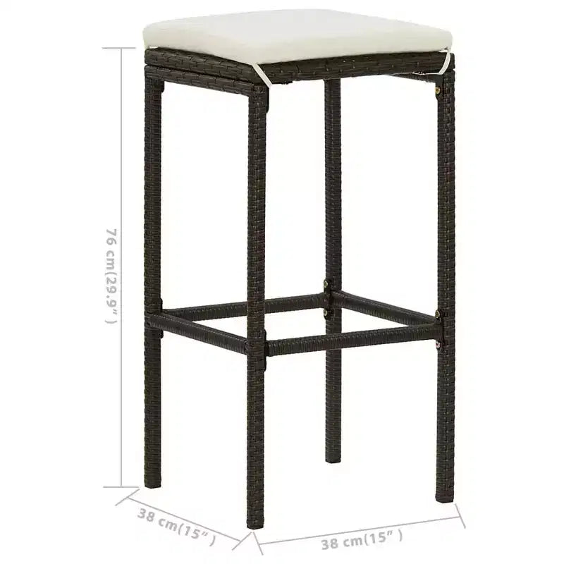 vidaXL Patio Bar Set Bar Table and Stools Patio Furniture Set with Cushions