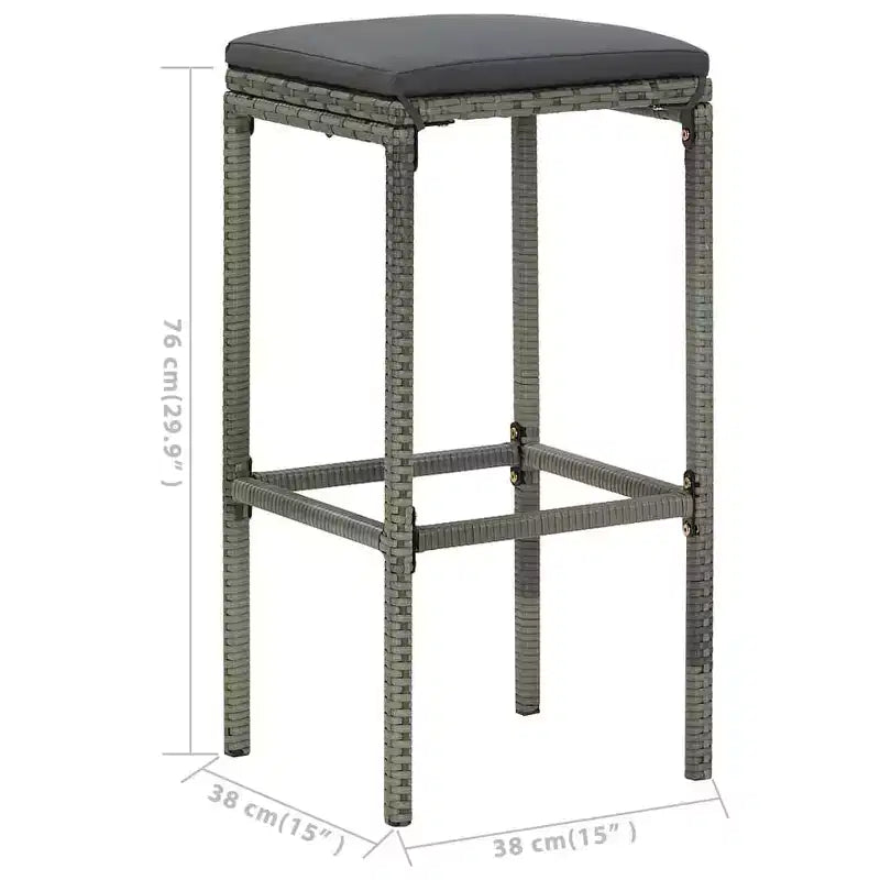 vidaXL Patio Bar Set Bar Table and Stools Patio Furniture Set with Cushions