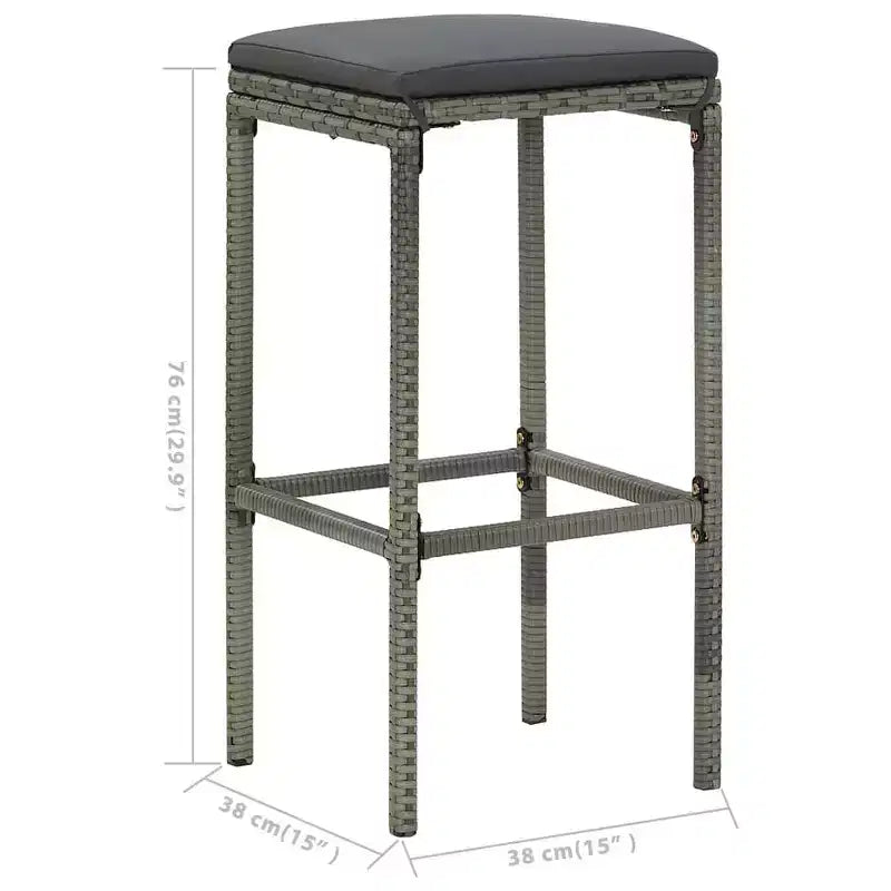 vidaXL Patio Bar Set Bar Table and Stools Patio Furniture Set with Cushions