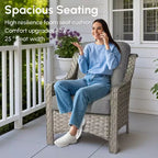 HOMLUX 5 PCS Outdoor Conversation Set 3-Seat Patio Sofa with Cushion, High Back Rattan Chairs, Ottomans
