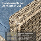 HOMLUX 5 PCS Outdoor Conversation Set 3-Seat Patio Sofa with Cushion, High Back Rattan Chairs, Ottomans