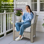 HOMLUX 5 PCS Outdoor Conversation Set 3-Seat Patio Sofa with Cushion, High Back Rattan Chairs, Ottomans