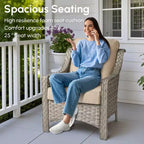 HOMLUX 5 PCS Outdoor Conversation Set 3-Seat Patio Sofa with Cushion, High Back Rattan Chairs, Ottomans