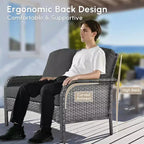 HOMLUX 4 PCS Patio Conversation Set Outdoor Wicker Rattan Chairs & Sofa Set, All Weather, High Back