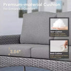 HOMLUX 4 PCS Patio Conversation Set Outdoor Wicker Rattan Chairs & Sofa Set, All Weather, High Back