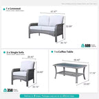 HOMLUX 4 PCS Patio Conversation Set Outdoor Wicker Rattan Chairs & Sofa Set, All Weather, High Back