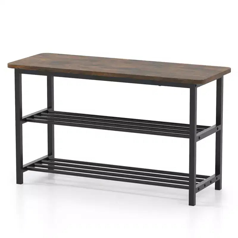 Costway 3-Tier Shoe Rack Bench w/ Heavy Duty Metal Frame & 300 lbs Seat for Hallway