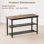 Costway 3-Tier Shoe Rack Bench w/ Heavy Duty Metal Frame & 300 lbs Seat for Hallway