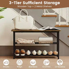 Costway 3-Tier Shoe Rack Bench w/ Heavy Duty Metal Frame & 300 lbs Seat for Hallway