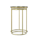 Romina Modern Contemporary 16 inch Wide Metal 2 Pc Nesting Table in Gold , Fully Assembled