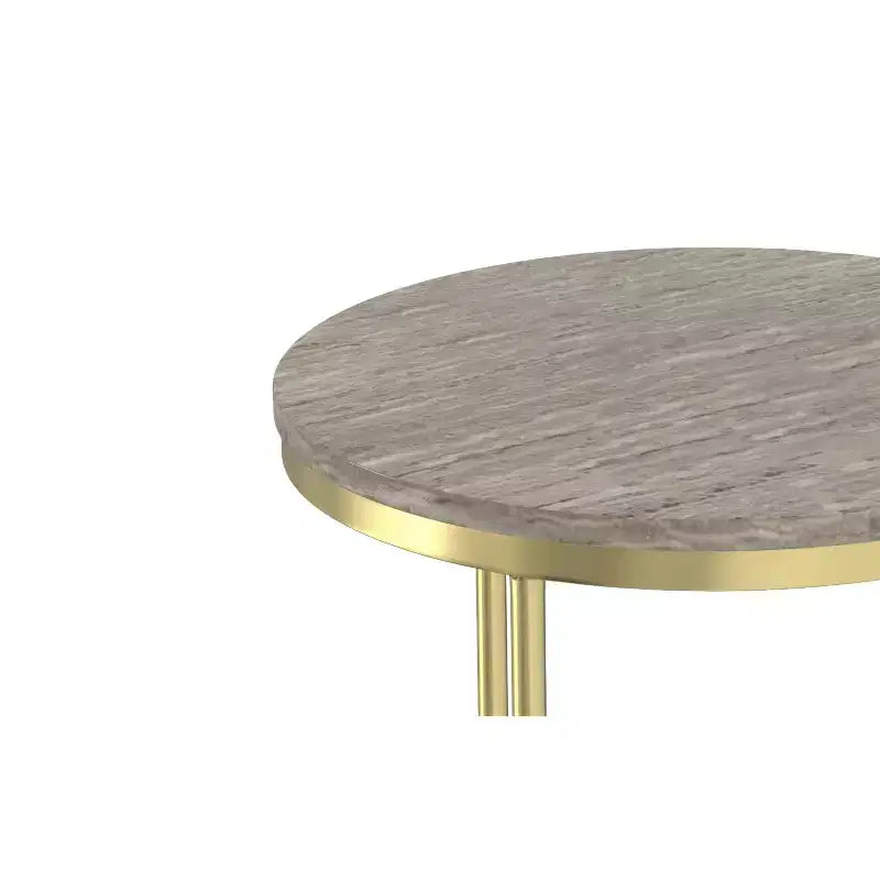 Romina Modern Contemporary 16 inch Wide Metal 2 Pc Nesting Table in Gold , Fully Assembled