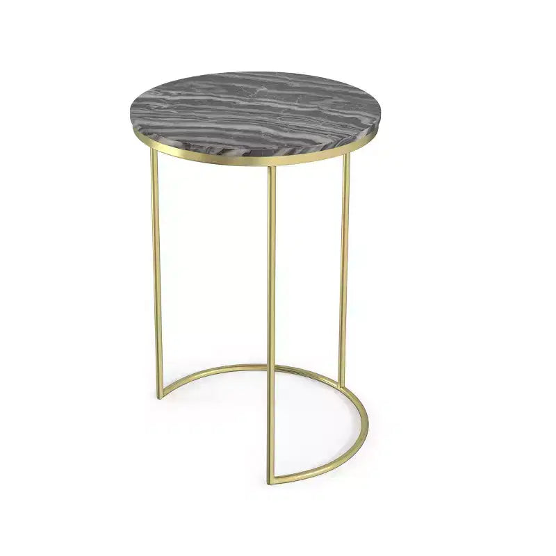 Romina Modern Contemporary 16 inch Wide Metal 2 Pc Nesting Table in Gold , Fully Assembled