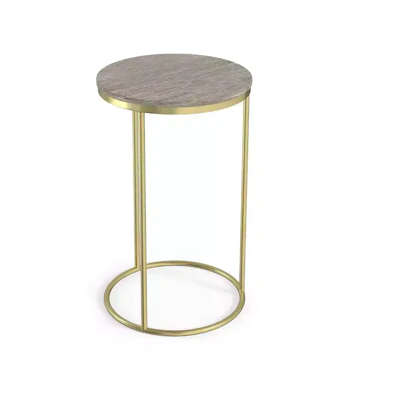 Romina Modern Contemporary 16 inch Wide Metal 2 Pc Nesting Table in Gold , Fully Assembled
