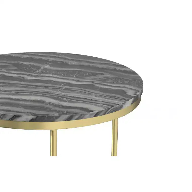 Romina Modern Contemporary 16 inch Wide Metal 2 Pc Nesting Table in Gold , Fully Assembled