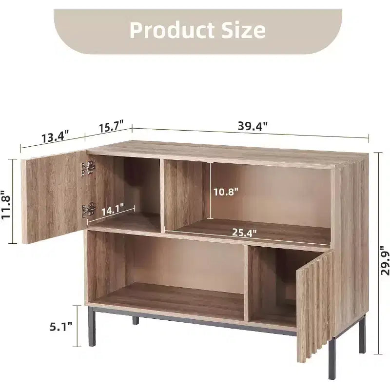Fluted Console Table, Mid-Century Modern Entryway Table with Storage for Living Room Hallway