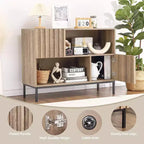 Fluted Console Table, Mid-Century Modern Entryway Table with Storage for Living Room Hallway