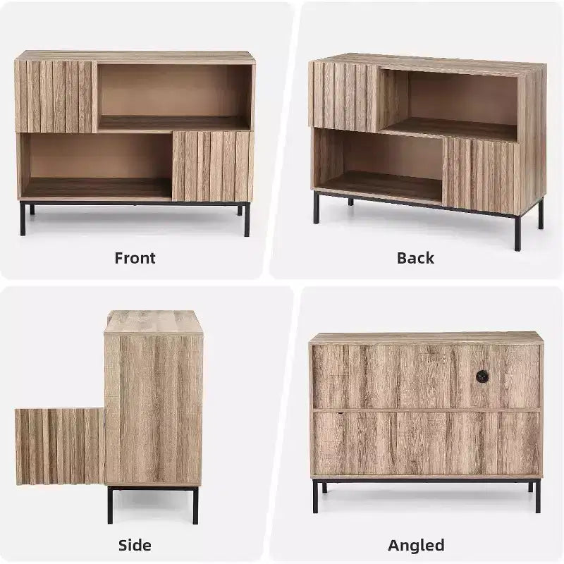Fluted Console Table, Mid-Century Modern Entryway Table with Storage for Living Room Hallway