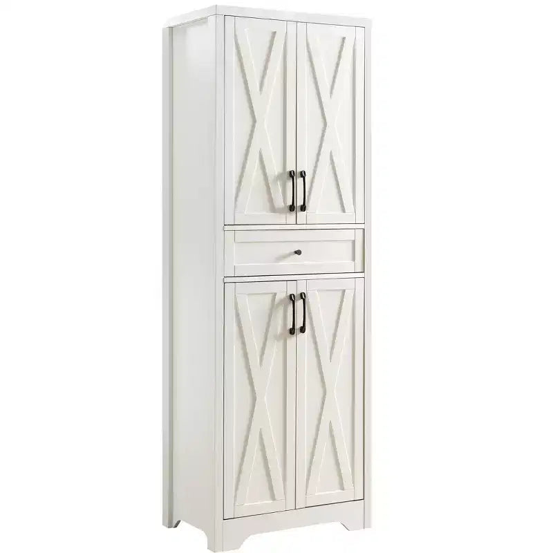 VIYET 68 Multi-Functional Living Room Sideboard, White Particle Board+MDF Storage Cabinet (Anti-Tipping Device for Living Room/Bedroom/Office)