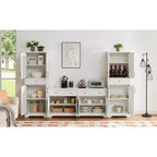 VIYET 68 Multi-Functional Living Room Sideboard, White Particle Board+MDF Storage Cabinet (Anti-Tipping Device for Living Room/Bedroom/Office)