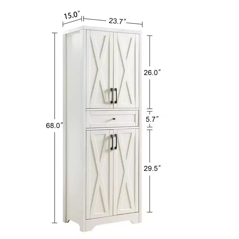 VIYET 68 Multi-Functional Living Room Sideboard, White Particle Board+MDF Storage Cabinet (Anti-Tipping Device for Living Room/Bedroom/Office)