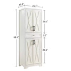 VIYET 68 Multi-Functional Living Room Sideboard, White Particle Board+MDF Storage Cabinet (Anti-Tipping Device for Living Room/Bedroom/Office)