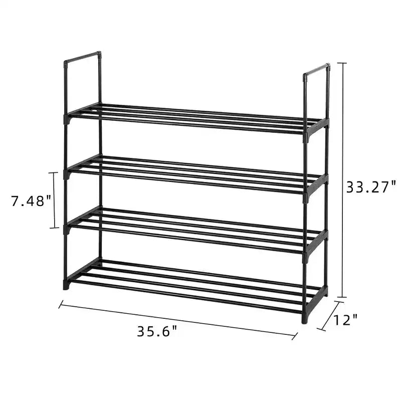 2 Set 4 Tiers Shoe Rack Shoe Tower Shelf Storage Organizer For Bedroom, Entryway, Hallway, and Closet Gray Color