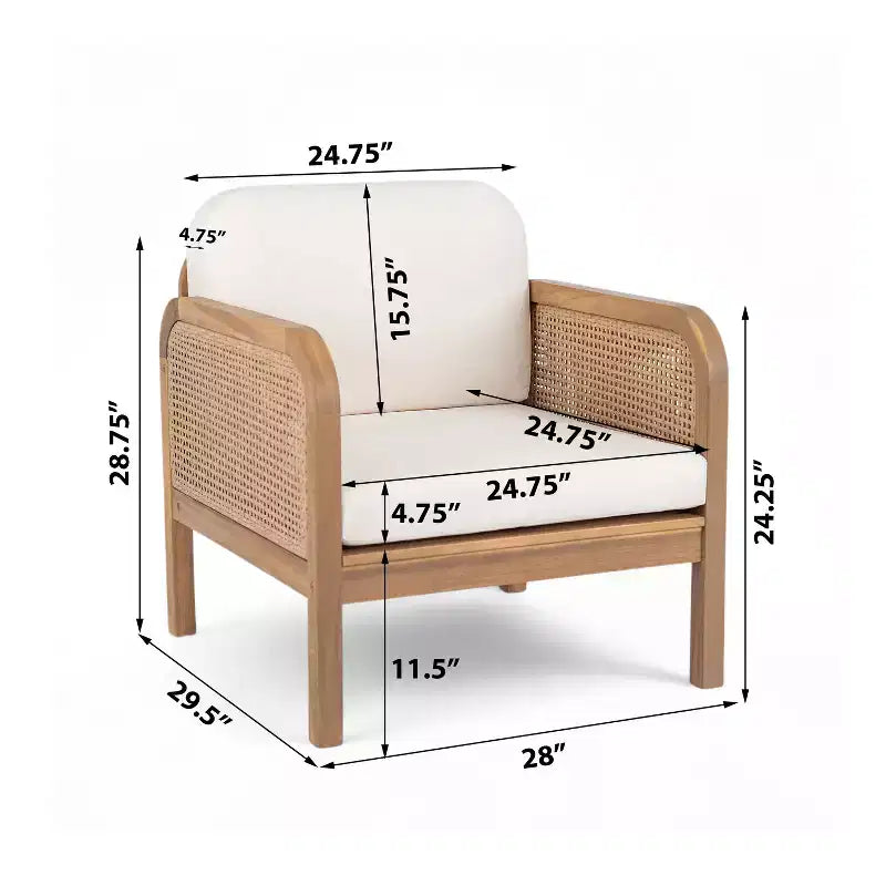 Christopher Knight Home Winona Patio 5 Piece Farmhouse Acacia Wood Wicker Seating Set with Slatted Coffee Table