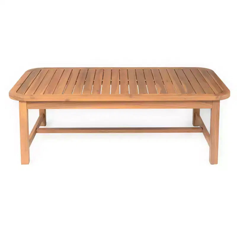 Christopher Knight Home Winona Patio 5 Piece Farmhouse Acacia Wood Wicker Seating Set with Slatted Coffee Table