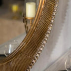 Miroir Mural Rond de Luxe de 31 po avec Cadre Texturé, Miroir Décoratif Bohème pour Salon, Entrée ou Couloir-Panipeachy